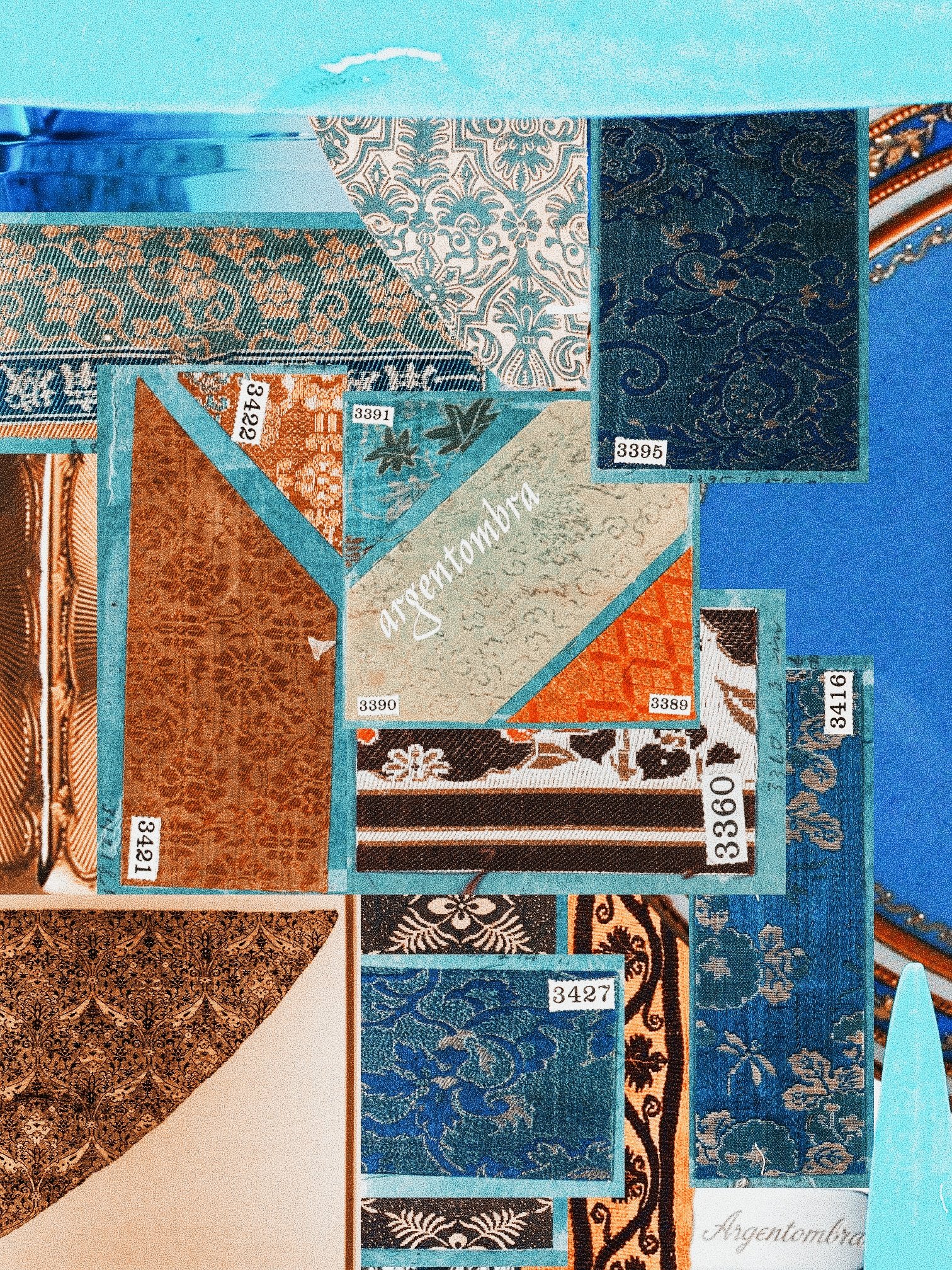 The argentombra swatch book — numbered silk samples of the house